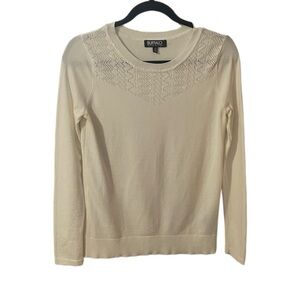 Buffalo Thin Sweater Womens Knit Top Lightweight Small Cutout Neckline Design